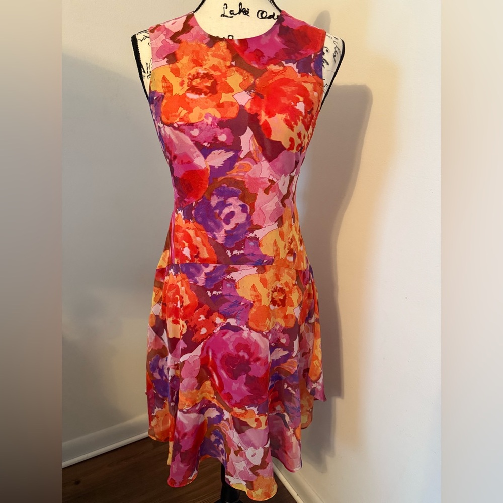 Donna Morgan Pink and Orange Mini Dress